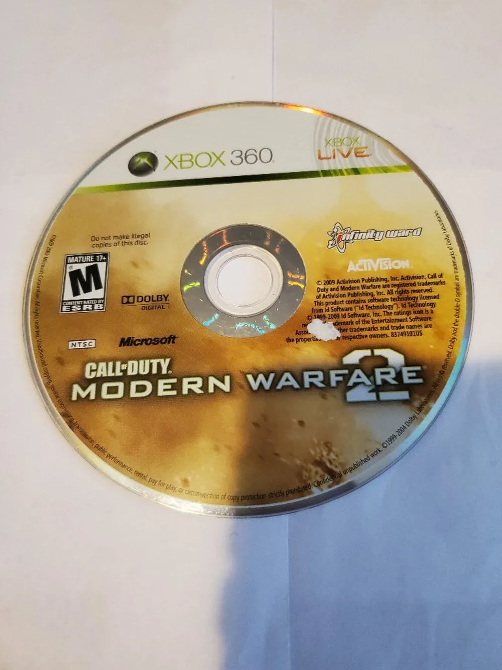 CALL OF DUTY MODERN WARFARE 2 XBOX 360 GAME CD
